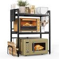 3 Tier Expandable Microwave Stand countertop,Microwave Oven Rack | microwave shelf with Cutting Board Holder and Knife Holder, storage shelf for pans &appliances,55 Lbs load Per Tier,Black by NETELOfficial
