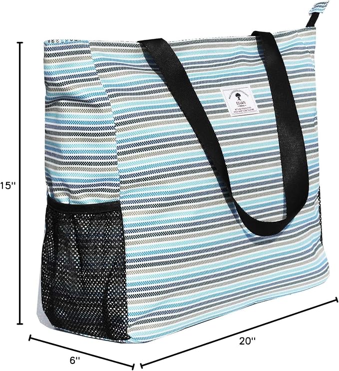 ESVAN LARGE BEACH BAG Water Resistant Lightweight 20 inch Women Oversize Tote Bag for Gym Beach Travel Pool Yoga Nurse - Image 10
