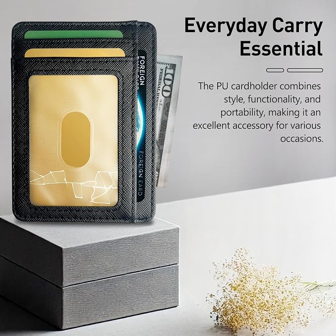 Slim Minimalist RFID Blocking Leather Wallet for Men and Women – Front Pocket Wallet, Compact and Stylish - Image 2