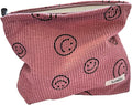 Cosmetic Bags for Women - Corduroy Cosmetic Bag Aesthetic Women Handbags Purses Smile Dots Makeup Organizer Storage Makeup Bag Girls Case Bags (A-Pink) by Gardsell