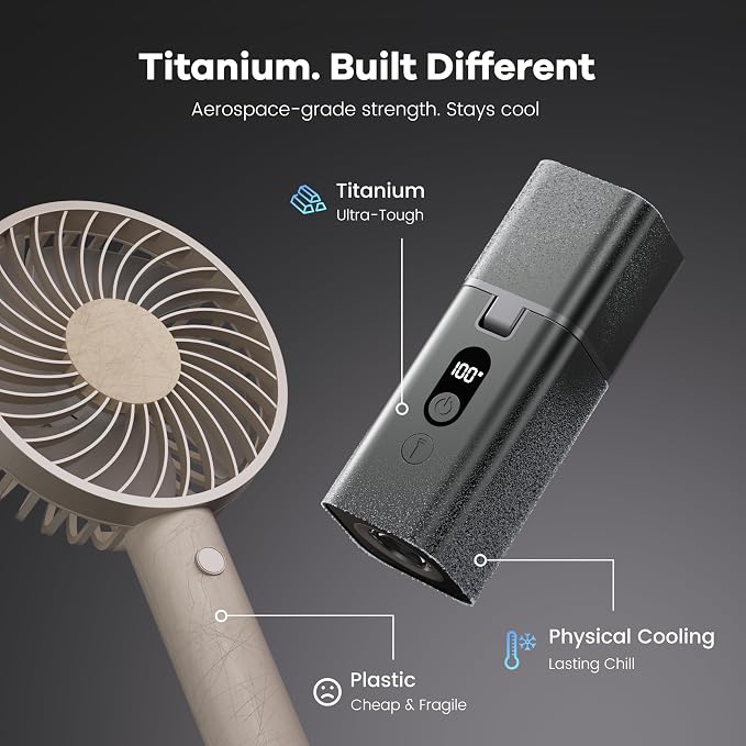 Titanium Alloy Handheld Fan - Portable Fan & Flashlight, 25dB Quiet BLDC, USB-C Rechargeable, Pocket Fan for Travel, Cruise, Concerts, Makeup, 2026 Summer Gifts for Women, Girls（Orange） - Image 6