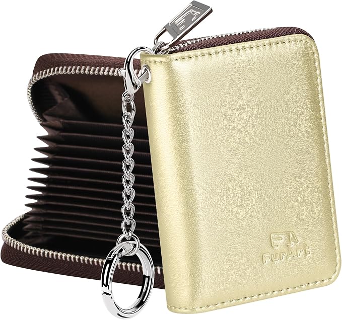 FurArt Zipper Wallet Women RFID Credit Card Holder keychain Wallet | ID Window RFID Blocking Compact Small business 15/16 slots by FurArt