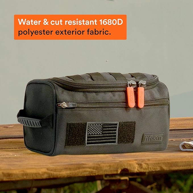 Tactical Hanging Toiletry Bag for Men, Travel Dopp Kit Organizer | Water Resistant 1680D Fabric with MOLLE Webbing, Hanging Hook & 4 Compartments for Shaving, Grooming, Gym & Camping Gear - Image 5