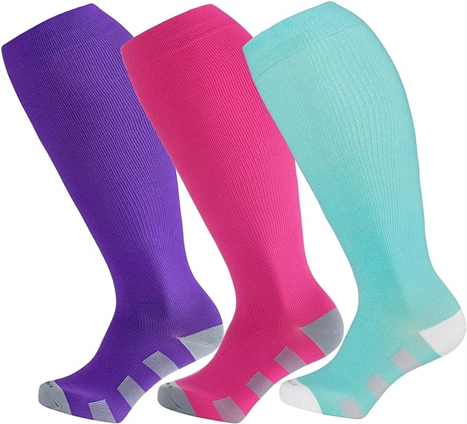 LEVSOX Wide Calf Compression Socks for Women & Men Extra Large Size Support Socks for Nurses Running Pregnant Travel, 15-20 mmHg by Levsox