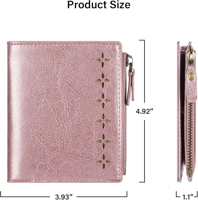 Ultra Thin Small Compact Leather Womens Girls Wallets RFID Blocking Credit Card Holder for Women - Image 5