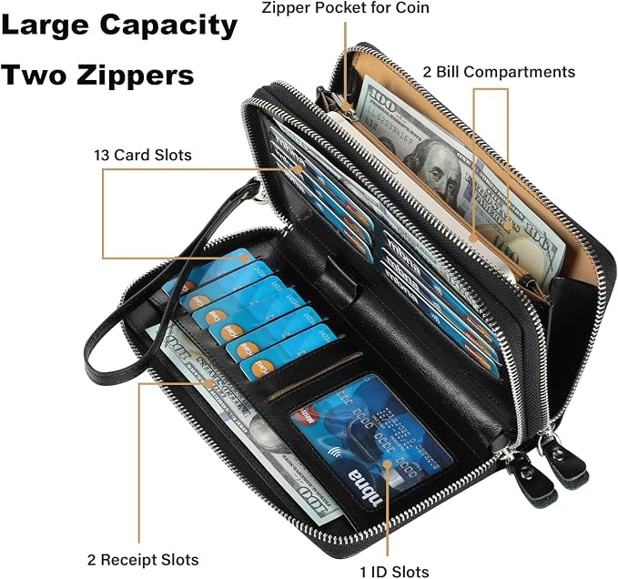 Small Compact Women Wallet RFID Blocking Genuine Leather Bifold Purse with ID Windows - Image 4