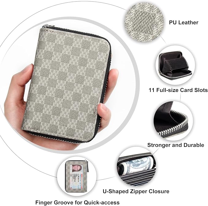 Credit Card Wallet, RFID Card Case Wallet, Zipper Card Cases Holder for Men Women, RFID Blocking, KeyChain Wallet, Compact Size Card Organizer Case for Women - Image 5
