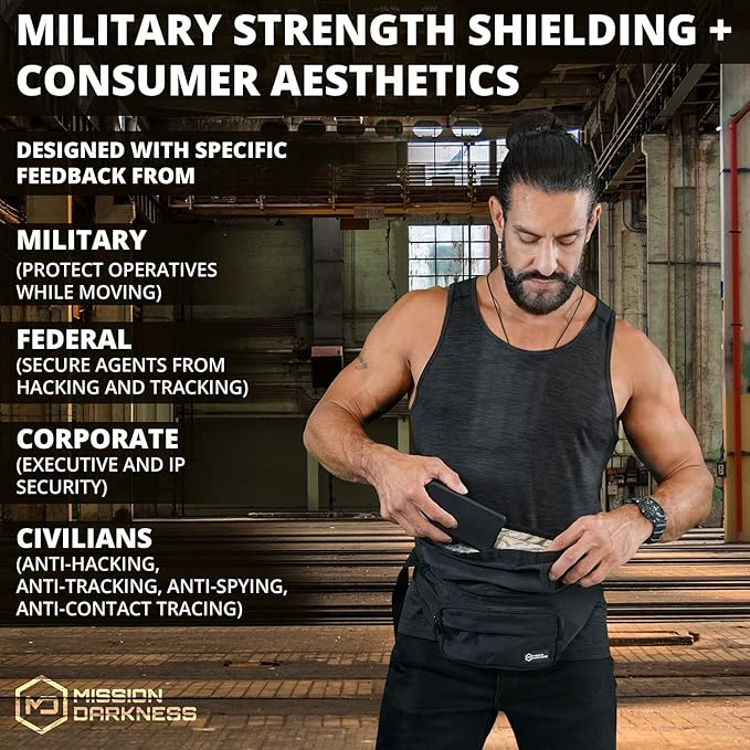 Mission Darkness FreeRoam Faraday Belt Bag // Fanny Pack Travel Sling with RF/EMF Shielding Liner. Signal Blocking Anti-tracking Data Privacy Mobile Device Security. Fits Cell Phones + Accessories - Image 4