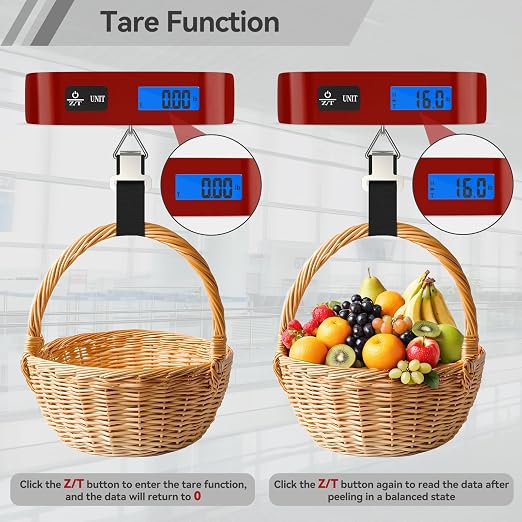 Luggage Scale, Dr.meter Luggage Weight Scale Backlight LCD Display PS02 110lb/50kg Electronic Balance Digital Postal Travel Accessories with Rubber Paint Handle Temperature Sensor, Red | 110lb/50kg Electronic Balance Digital Postal Travel Accessories w... - Image 5