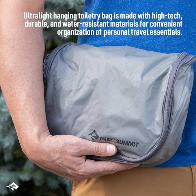 Sea to Summit Large Hanging Toiletry Bag, Travel Organizer, Highrise Grey | Ultralight hanging toiletry bag with multiple compartments organizes makeup and toiletries for travel and outdoor adventures - Image 2