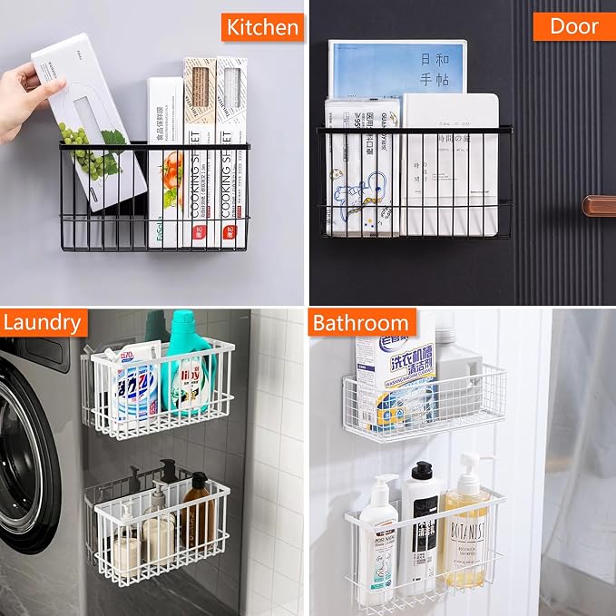 Magnetic Shelf Fridge Basket Bin for Washer Dryer Locker Whiteboard Cabinet | No Drilling No Assembly, Reusable Magnet Organizer Kitchen Laundry Storage Rack Container Holder Home Office Classroom - Image 4