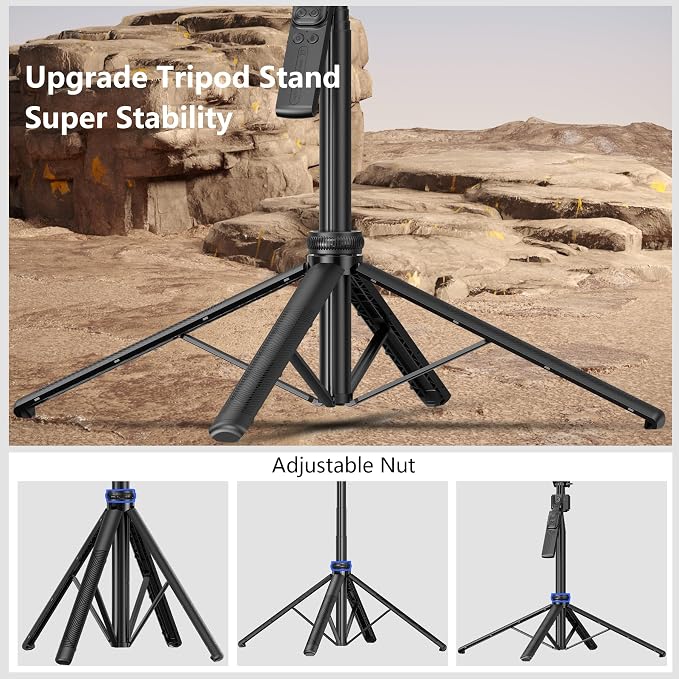 Auto Face Tracking Tripod for iPhone with Light, No APP Needed 63" Tripod | iPhone Stand for Video Recording, Selfie Stick Tripod Follows Your Movement with Remote for Content Creator Vlog Live - Image 7