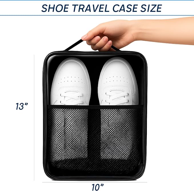 Travel Shoe Bag with Mesh Pocket – Shoe Packing Bags for Travel Women, Moms & Nurses – Water-Resistant Shoe Organizer with Clear Lid for Luggage or Gym - Image 3