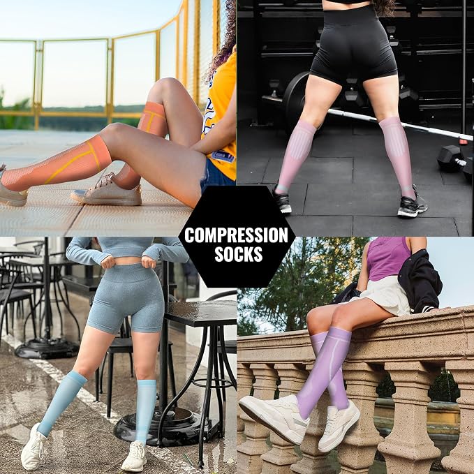hello momoya Compression Socks for Women Men Circulation Knee High 8 Pairs for Nurses, Running, Travel, Athletic - Image 6