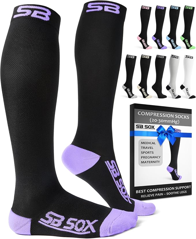 SB SOX Compression Socks for Men & Women (20-30mmHg) | Best Quality Compression Socks for Flying, Medical, Sports, Wide Calf Fit, Pregnancy, and Daily Wear. Trusted since 2016. by SBSOX