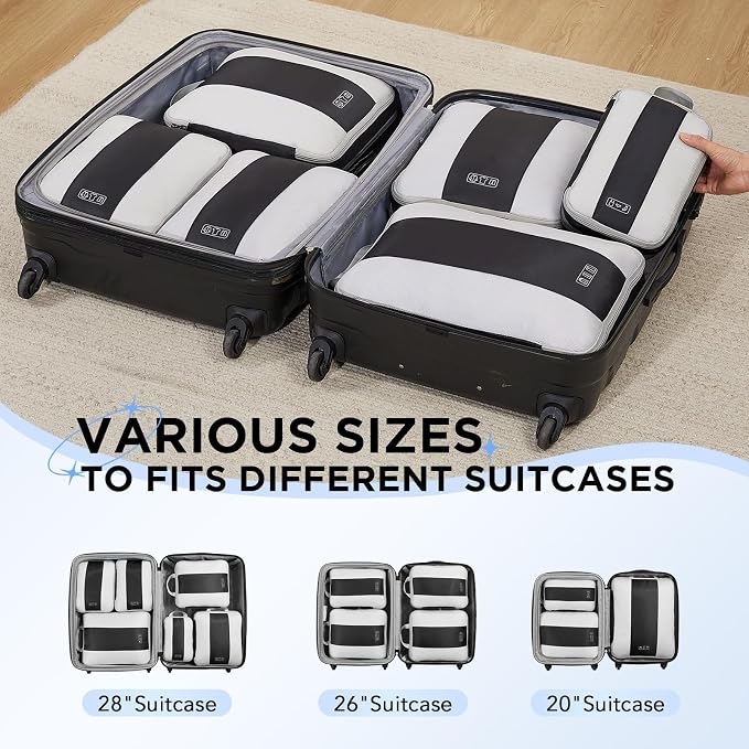 OlarHike 6 Set Compression Packing Cubes for Travel Essentials,Compressible Expandable Space Saver Bags for Organizing Clothes,Luggage Suitcase Garment Bags with Over 1000 pcs Mesh Holes(Black) - Image 8