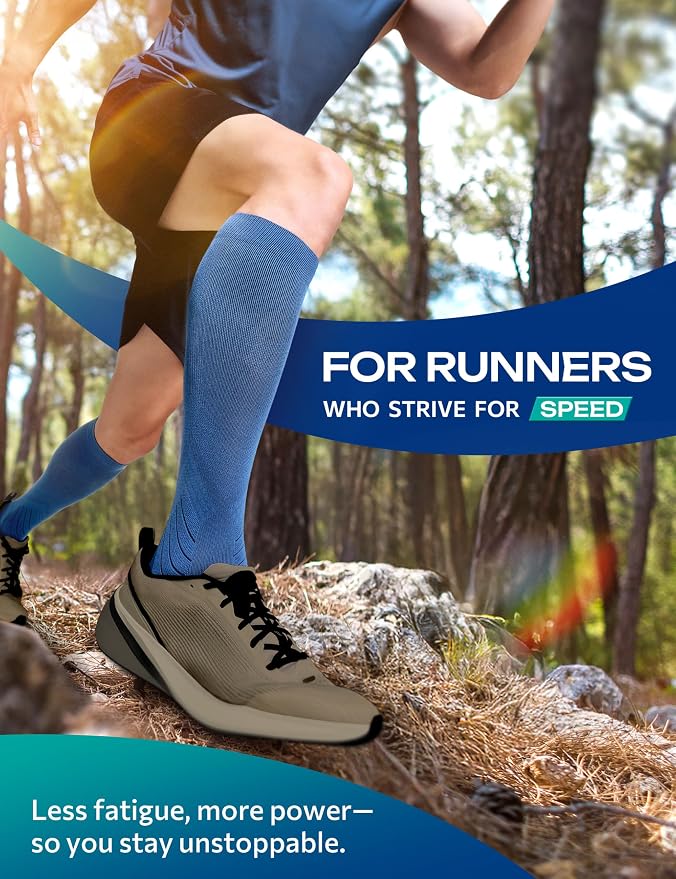 Compression Socks for Women and Men, 15-20mmHg Knee High Support Socks, Lightweight Breathable Travel and Running Socks for Flying, Training, Work and Daily Wear, S-L, 1 Pair - Image 3