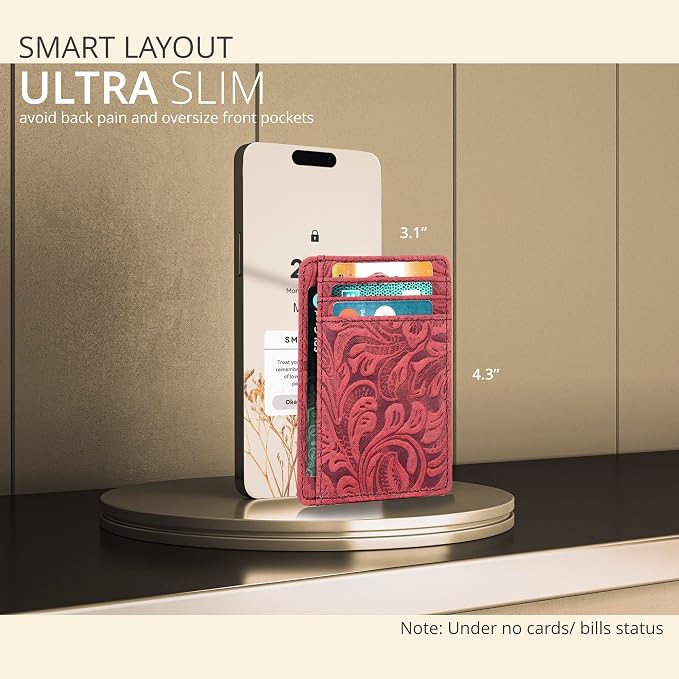 Slim Minimalist Leather RFID Blocking Front Pocket Wallet, Credit Card - Image 3