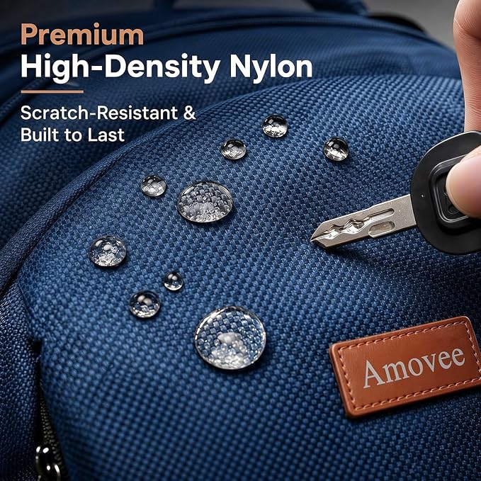 Amovee Travel Laptop Backpack 17.3 Inch, Water Resistant Anti-Theft Computer Bag with Hidden Pocket & Luggage Strap, Airline Approved Carry-On Bookbag for Men Women, Perfect for Flying & Vacation - Image 6