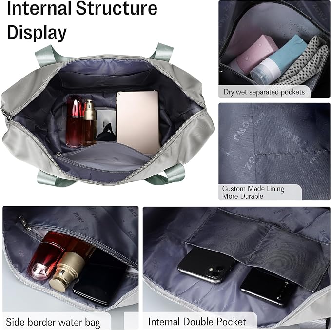 ZGWJ Travel Tote Bags, Expandable Overnight Weekender Bag for Women Foldable Carry-On | Expandable - Image 7
