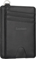 Slim Minimalist Front Pocket Wallet, RFID Blocking Credit Card Holder Wallet with Detachable D-Shackle for Men Women by Ecovision