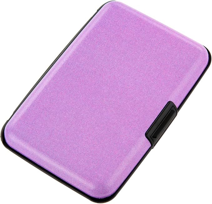 Credit Card Holder, RFID Blocking Metal Card Wallet for Women Men Slim ID Card Holders Protector Aluminum Business Hard Case (Lavender Purple) by Kaabao