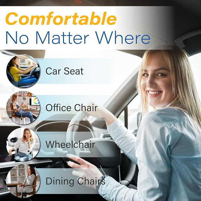 Allaboutsla Car Seat Cushion for Driving, Car Seat Pillow for Short Drivers | Ergonomic Memory Foam Seat Cushion for Pain Relief, Adult Booster Seat for Car, Butt Cushion for Car, Truck, Office, Black - Image 9