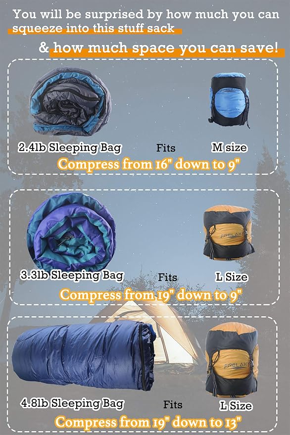 Frelaxy Compression Sack, 40% More Space! Sleeping Bag Stuff Sack | Ultralight Compression Stuff Sack, Water-Resistant & Ultralight Space Saving Gear for Camping, Hiking 11L/18L/30L/45L/52L - Image 5