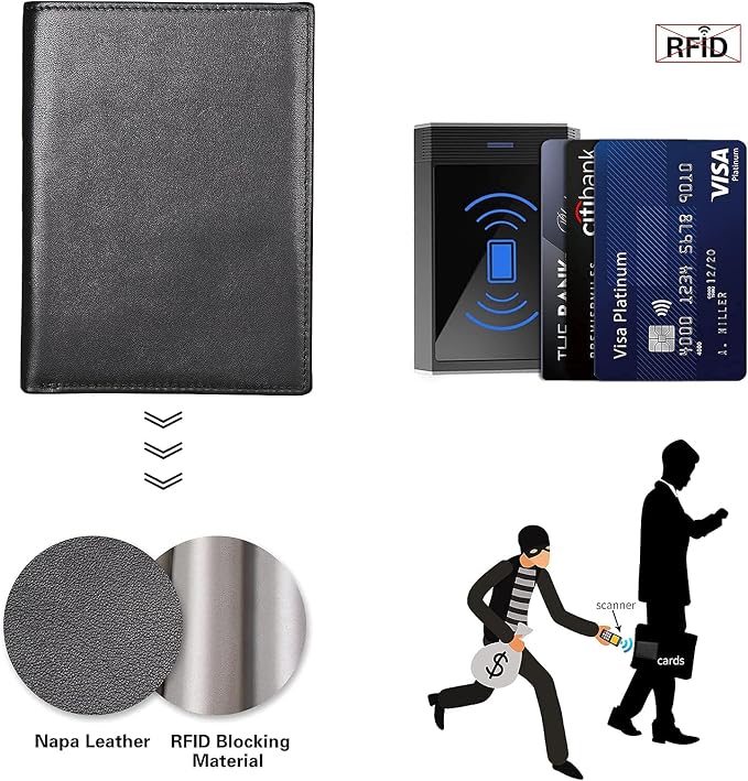 Polare RFID Blocking Napa Leather Passport Holder Travel Wallet For Men and Women (Black) - Image 7