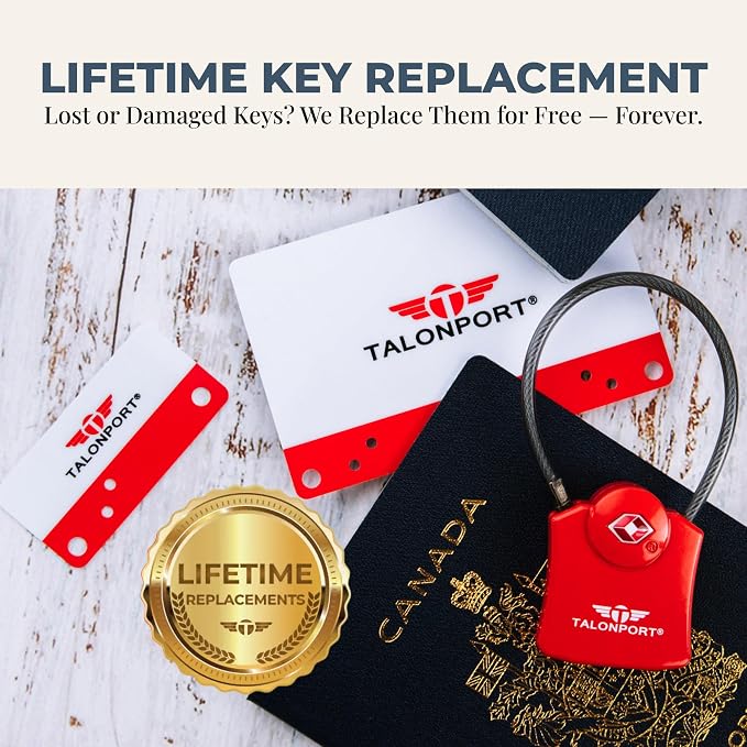 Keyless TSA Approved Suitcase Luggage Locks, Red 4-Pack | No Combination to Remember, Durable Zinc Alloy Build, Free Lifetime Card-Key Replacements, Secures Bags, Lockers & Gym - Image 8