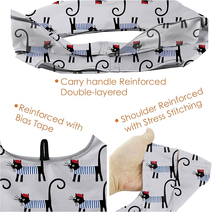 BeeGreen Gifts for Cat Lovers 6 Pack Cats Reusable Grocery Bags with Elastic Band Reusable Shopping Bags Bulk 50LBS X-Large Foldable-Machine Washable-Heavy Duty Kitten Bags - Image 5