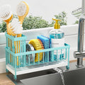 Cisily Sponge Holder for Kitchen Sink, Sink Caddy Organizer with High Brush Holder, Kitchen Countertop Organizers and Storage Essentials, Rustproof 304 Stainless Steel (Turquoise, 9.25″) by CISILYHOMELIFE