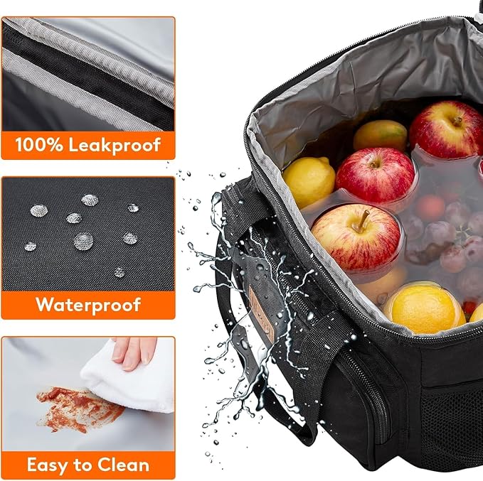 Lifewit Large Lunch Bag, Insulated Lunch Box, Soft Cooler Cooling Tote for Adult Men Women, Black 24-Can (15L) - Image 5