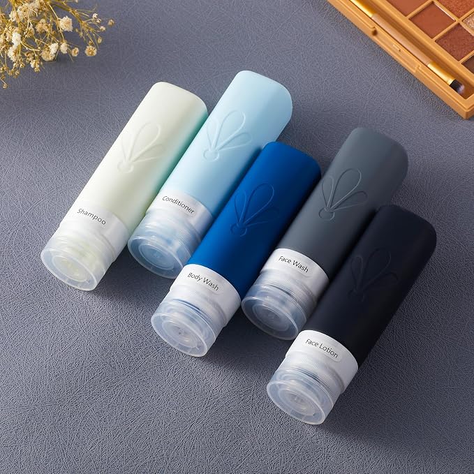 INSFIT Travel Bottles for Toiletries, TSA Approved 3oz Travel Size Containers, BPA Free Leak Proof Squeezable Silicone Tubes for Shampoo Conditioner Lotion Soap with Labels - Image 6
