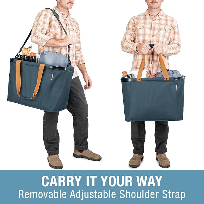 CleverMade Gear Hauler Pro Collapsible Tote Bag, 55L Outdoor Tote | Haul Bulky Gear Without Sagging | Aluminum Frame Holds 100 lb, While Shoulder and Crossbody Straps Offer Flexible Carry - Image 5