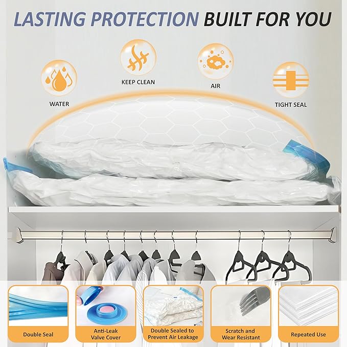 Cozy Essential Vacuum Storage Bags, 80% Compression Vacuum Seal Space Saver Plastic Packaging Bags for Clothes, Blankets, Pillow, Bedding, Comforters, Sealer Clothing Storage,4 XXL Jumbo - Image 4