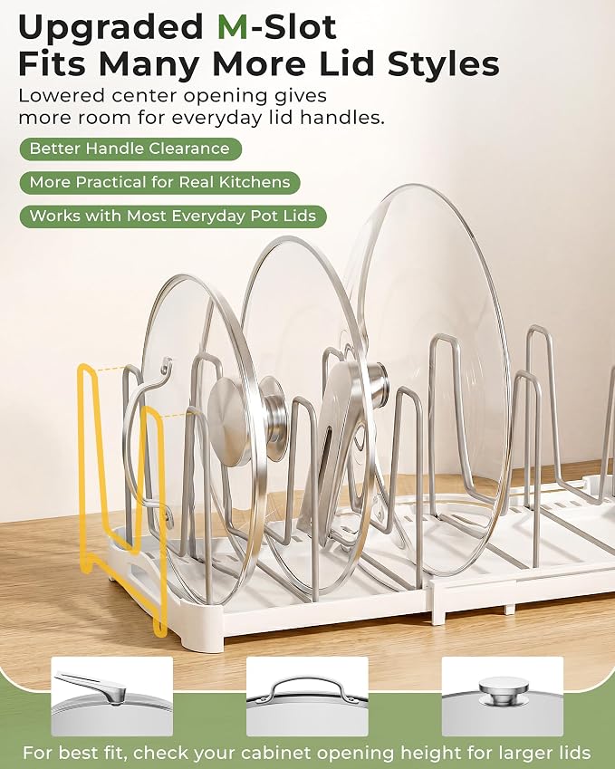 EVERIE Adjustable Bakeware Organizer Pot Lid Holder Rack for Pots, Cake Molds, Cutting Boards, Mats, Cookware, GS02SS, Pack of 2 - Image 3