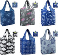 BeeGreen Animal Reusable Shopping Bags Cute Grocery Bag 6 Pack, Christmas Gift Bags Heavy-Duty Foldable Shopping Totes for Supermarket, Work & Travel, Large Washable Polyester Tote Bag with Handles by BeeGreen
