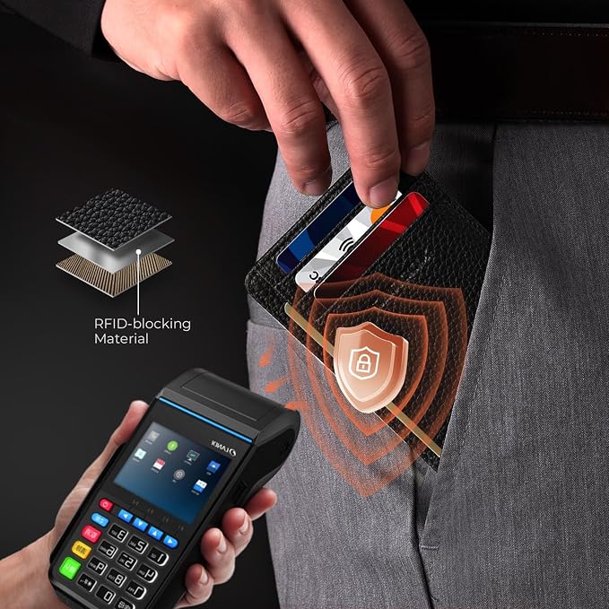 RUNBOX Slim Wallet for Men and Women, RFID Blocking Leather Card Holder | Minimalist 8-slot design fits IDs and credit cards in a thin profile for front pockets, purses, pants and travel - Image 4