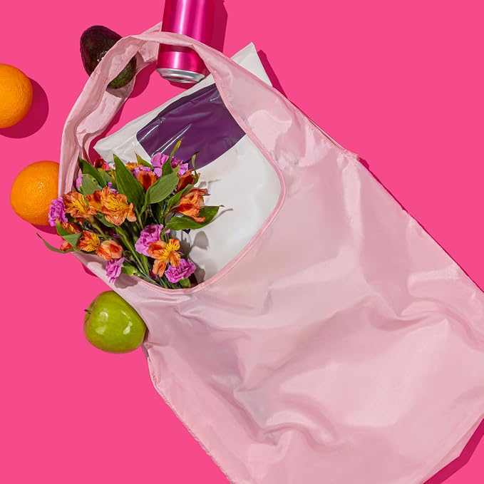S'well Droplet Tote, Pink Topaz Glitter, Reusable And Packable Tote Bag, Lightweight And Packs Into Silicone Capsule For Storage, Ideal For Grocery Store, Travel, Shopping, And More, One Size - Image 2