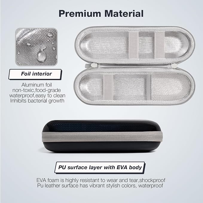 Nincha Hard Shell EVA Electric Toothbrush Case - Waterproof, Shockproof, Moisture Resistant, Large Size Fits Oral-B iO, Pro, Smart Series, Philips Sonicare (Black) - Image 3