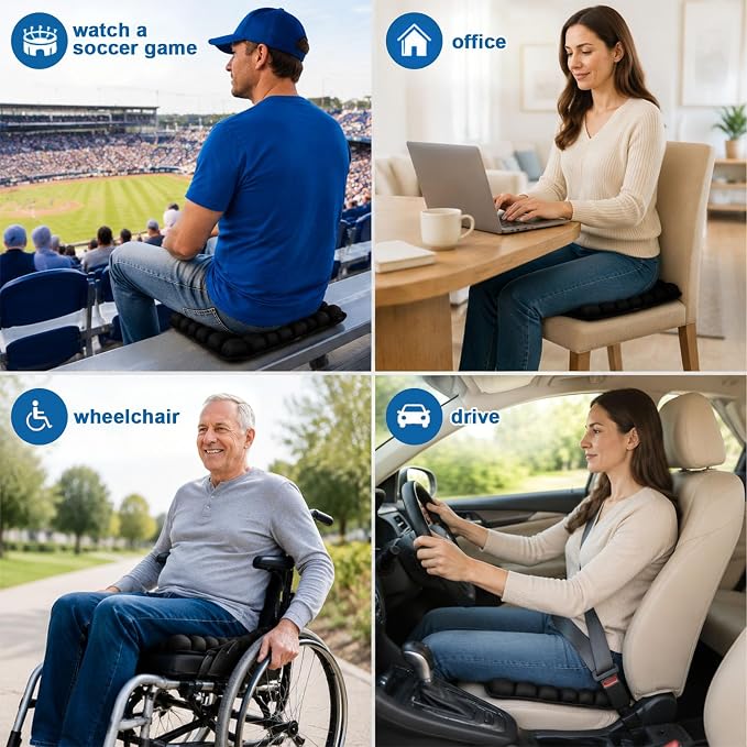 Airplane Seat Cushion for Long Flights– Inflatable & Portable Travel Cushion, Adjustable Air Cushion with Non-Skid Bottom for Coccyx & Wheelchair Relief, No External Pump Needed - Image 7