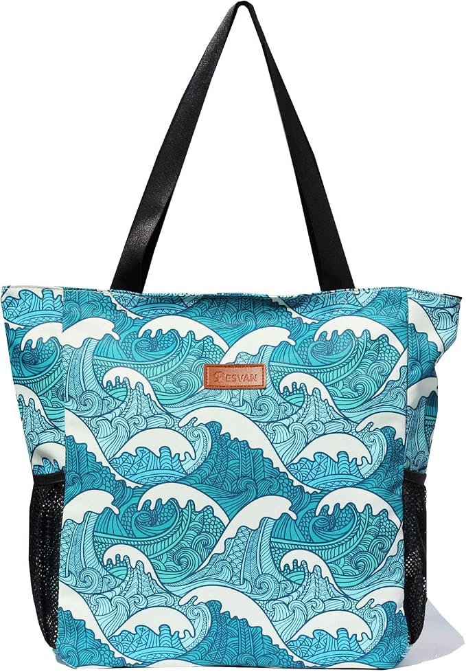 ESVAN Original Floral Water Resistant Large Tote Bag Shoulder Bag for Gym Beach Travel Daily Bags Upgraded - Image 4