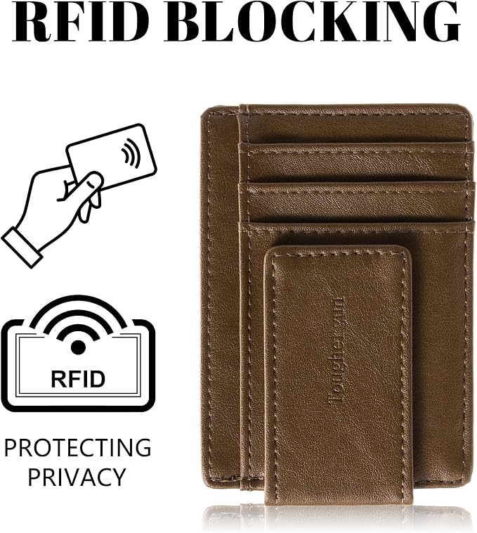 Toughergun Slim Wallet for Men RFID Blocking Money Clip, Minimalist Front Pocket Credit Card Holder, Magnetic Thin Mens Wallets with ID Window - Image 6