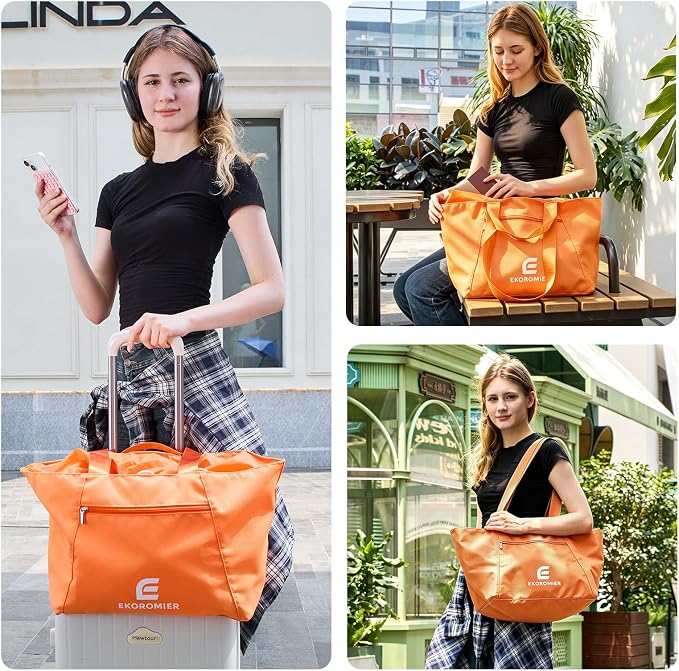 EKOROMIER Dual-Handle Expandable Tote Bag,Ultra-Lightweight Travel Bag | Expandable 30L-50L waterproof handbags & wear-resistant shopper. Perfect weekender, carry on, gym or beach bag. - Image 3