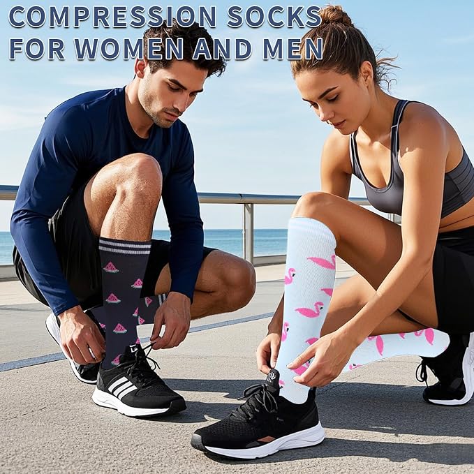 20-30mmHg Graduated Compression Socks for Men & Women – 3 Pairs, Calf Length, Medical Grade Circulation Support for Running, Travel, Nurse, Pregnancy – L/XL (Fits Calf 14-19") - Image 2