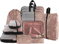 U+U 10 Set Compression Packing Cubes, Travel Organizers (Paisley Pattern) | Space-Saving & Complete Travel Set by UU