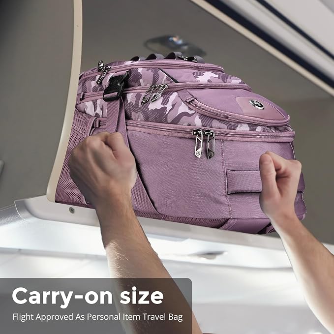 Swissdigital Design Laptop Backpack with USB Charging Port, Travel Backpack Fits 15.6 inches Computer, 31L College School Backpack for Men, Pink Camo | SD803-93 - Image 6