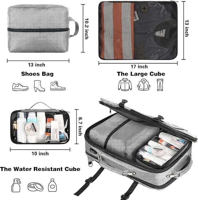 VECKUSON 50L Carry-On Backpack, TSA Approved for Flights, Extra Large Gaming & Travel Laptop Bag with USB Charger, 3 Packing Cubes, RFID Anti-Theft, Heavy Duty Weekender for Men & Women - Image 2