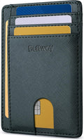 Buffway Slim Minimalist Front Pocket RFID Blocking Leather Wallets for Men and Women - Cross Blackish Green by Buffway
